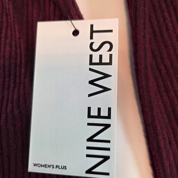 NWT - Nine West Women’s Plus Open Front Cardigan, 3x, Wine Burgundy Ribbed Knit - Picture 8 of 9